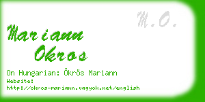 mariann okros business card